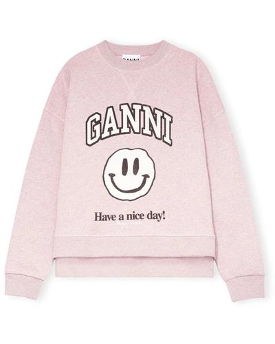 Ganni Smiley print sweatshirt set - Pink