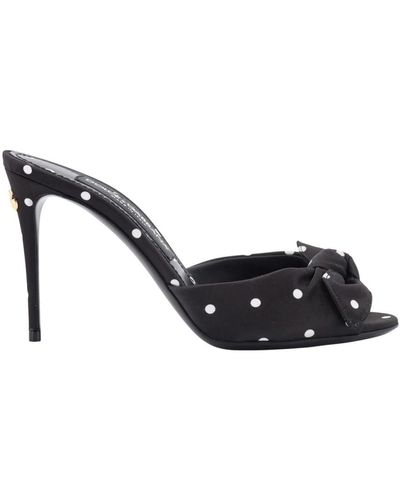 Dolce & Gabbana Satin sandalen mit polka-dot-motiv und schleifendetail - Schwarz