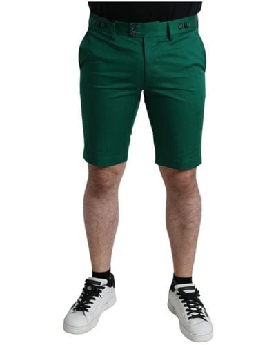 Dolce & Gabbana Stretch Cotton Bermuda Shorts - Verde