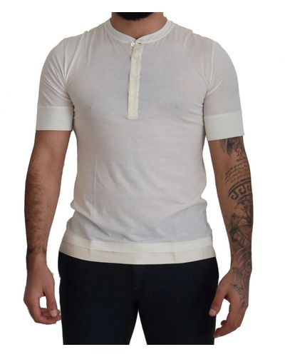 Dolce & Gabbana Weißes kurzes crewneck t-shirt mit knopfverschluss - Grau