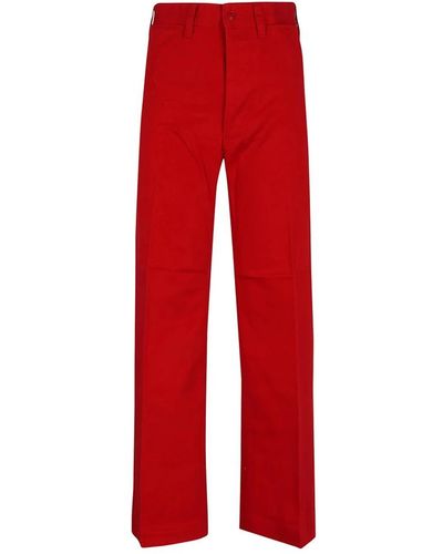 Polo Ralph Lauren Pantaloni rossi cropped flat front - Rosso