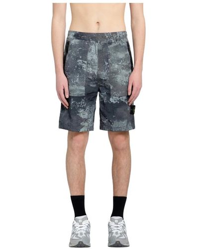 Stone Island Komfort bermuda shorts grau grafikdruck - Blau