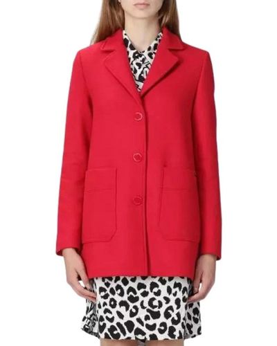 Love Moschino Single-Breasted Coats - Red