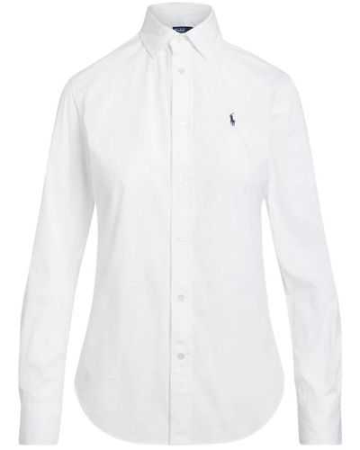Ralph Lauren Weiße stretch-hemd klassischer stil