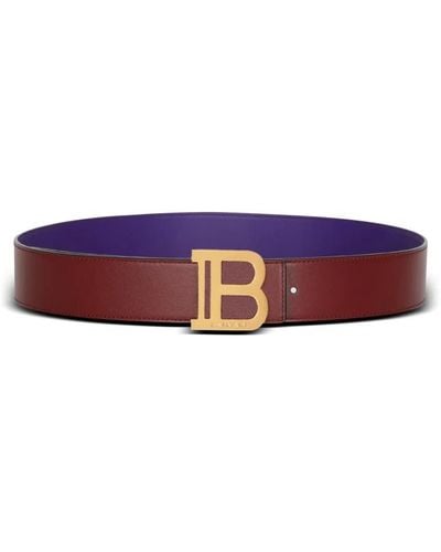 Balmain Reversible leather B-Belt - Lila