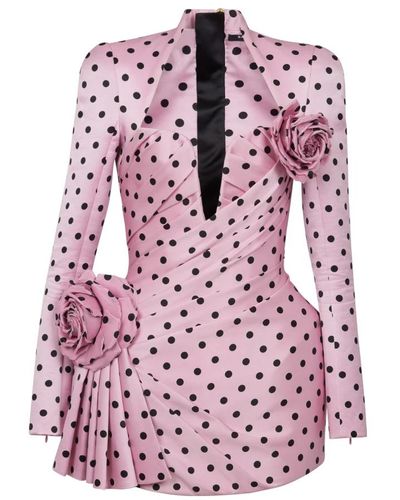 Balmain Kurzes kleid mit polka dots-print - Lila