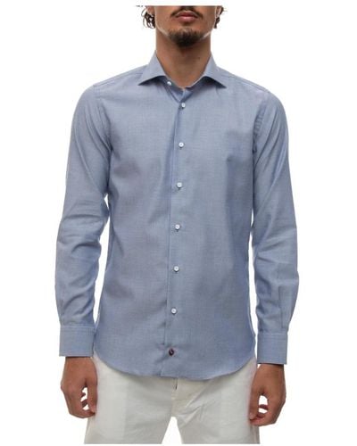 Carrel Micro print kleid hals shirt,micro print hemd mit dress neck - Blau