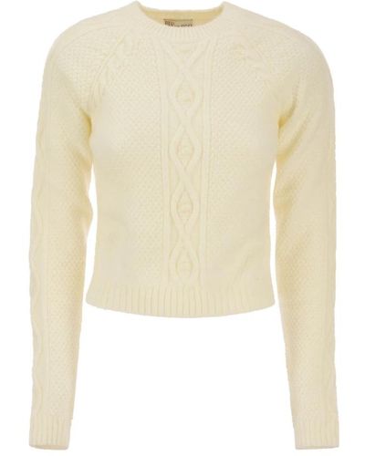 RED Valentino Mohair-blend pullover mit zopfmuster - Natur