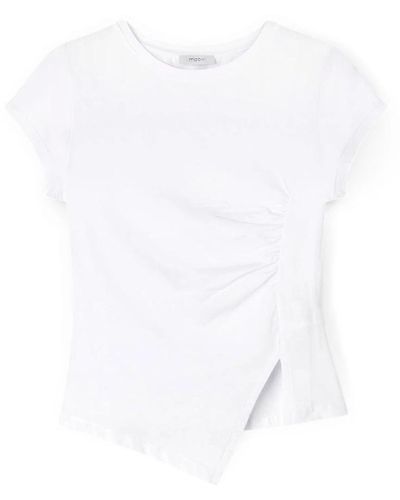 mötivi Asymmetrisches t-shirt mit schlitz - Weiß