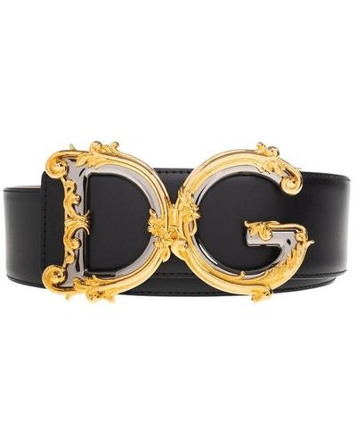 Dolce & Gabbana Cinturón de lamé con el logo DG barroco - Negro