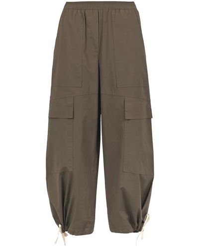 8pm Pantalones de algodón cortos con cintura elástica - Verde
