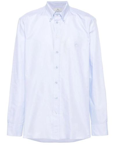 Etro Blaue baumwollhemd - Weiß