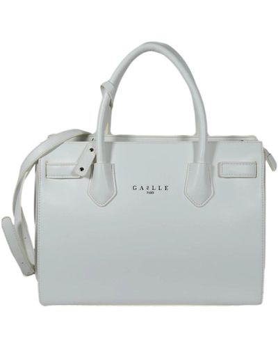 Gaelle Paris Weiße maxi shopper handtasche mit logo - Grau