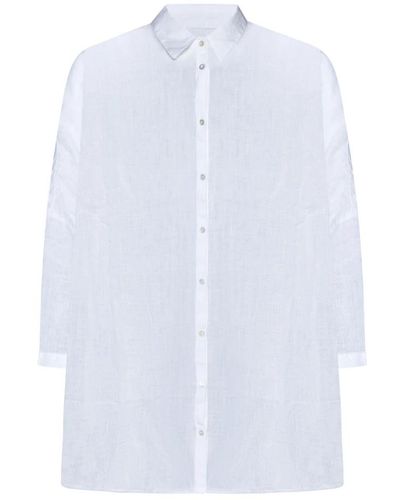 120% Lino Weißes leinen popeline hemd