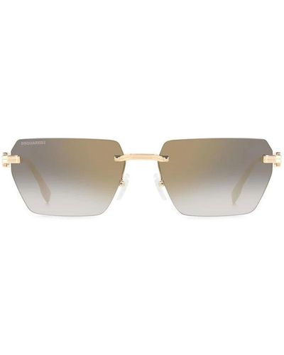 DSquared² Occhiali da sole moderni e di stile con montatura dorata e lenti specchiate - Giallo
