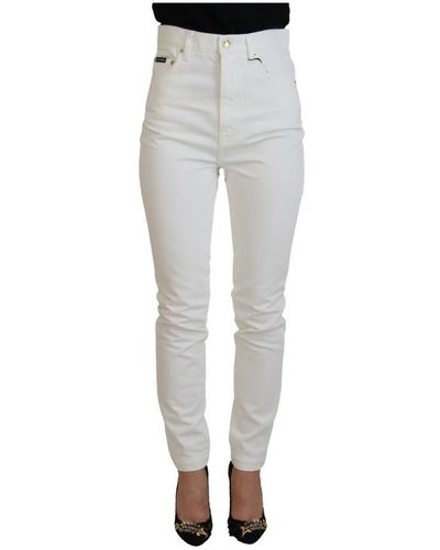 Dolce & Gabbana Jeans skinny a vita alta bianchi - Grigio