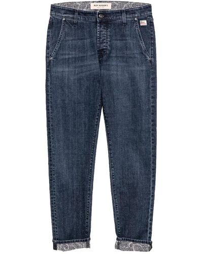 Roy Rogers Jeans in denim con stampa in cashmere - Blu