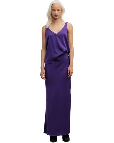 Ahlvar Gallery Hana long silk skirt violet - Viola