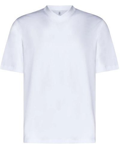 Brunello Cucinelli Weiße v-ausschnitt t-shirts und polos
