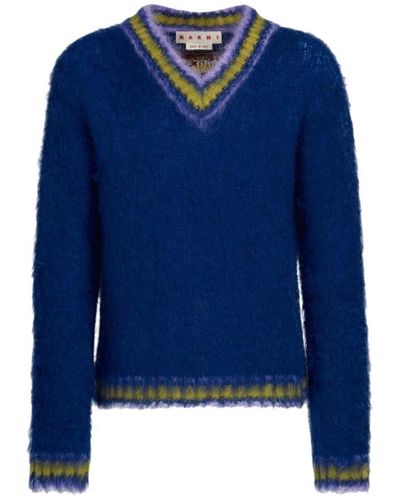 Marni Knitwear > v-neck knitwear - Bleu