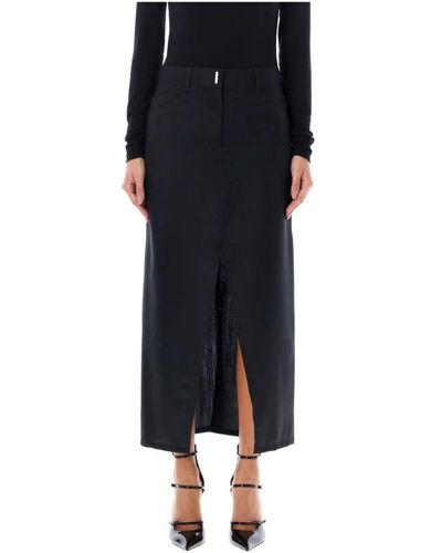 Givenchy Falda larga negra de cintura alta - Azul