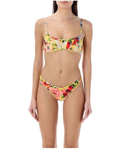 Zimmermann Gelbes blumiges alight corset bikini bademode - Mehrfarbig