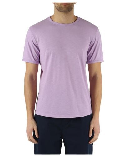 Sun 68 T-shirt in cotone fiammato con ricamo logo frontale - Viola