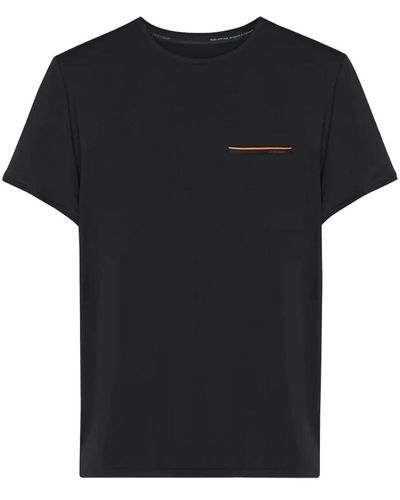 Rrd Schwarzes freizeit-t-shirt mit kontrastierender taschenverzierung und silikonlogo