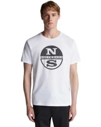 North Sails Organisches t-shirt mit rundhalsausschnitt und kurzen ärmeln - Weiß