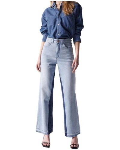 Salsa Jeans Push in wide leg jeans con glamour secreto - Azul