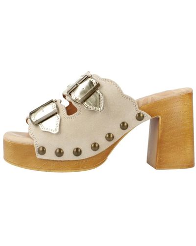 MTNG Mules de tacón elegantes sandalia - Neutro