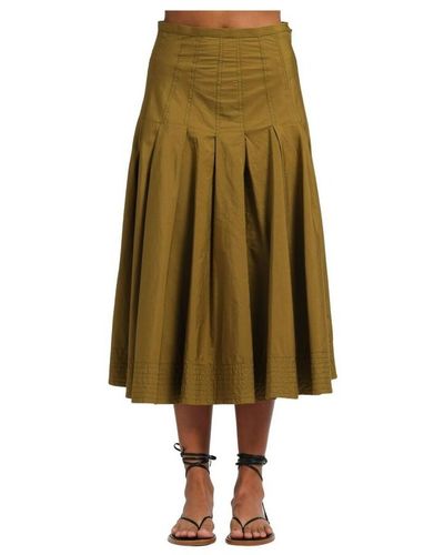 Barena Midi skirt with folds - Verde