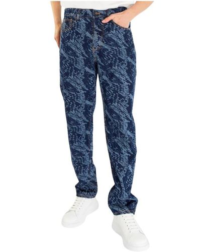 OLAF HUSSEIN Straight Trousers - Blue