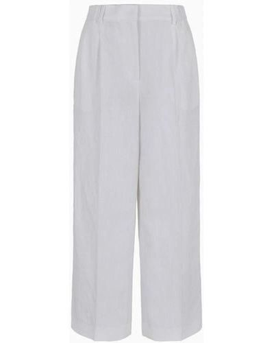 Armani Exchange Pantalones pierna ancha lino algodón - Gris
