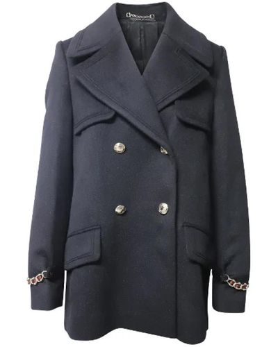 Gucci Lussuoso cappotto nero in lana a doppio petto - Blu