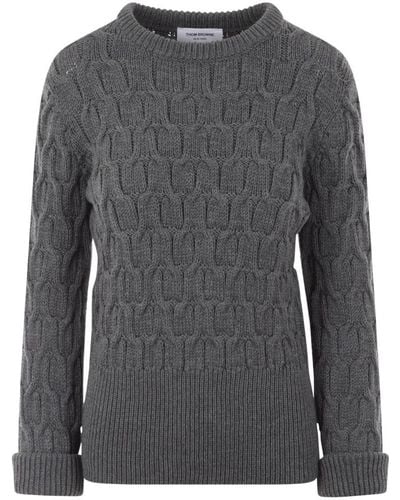 Thom Browne Round-Neck Knitwear - Grey