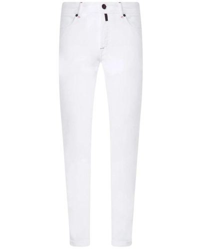 Kiton Weiße slim fit five pocket jeans aus kurabo denim