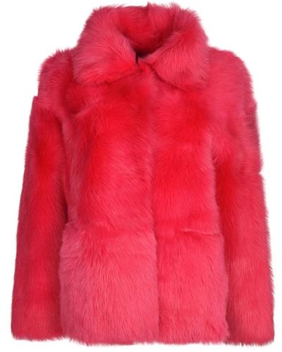 P.A.R.O.S.H. Faux Fur & Shearling Jackets - Red
