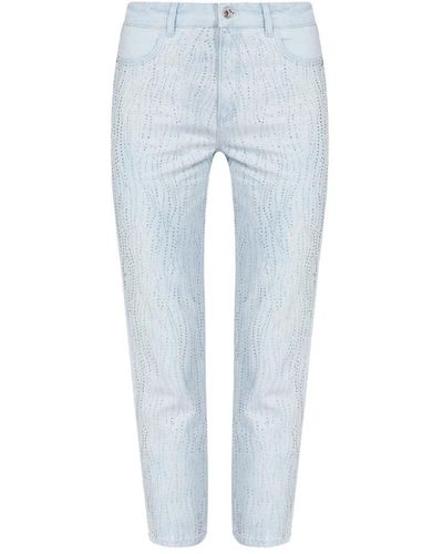 Patrizia Pepe Jeans in cotone strappati con zip in metallo - Blu