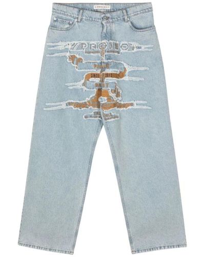 Y. Project Denim fransen wide leg jeans - Blau