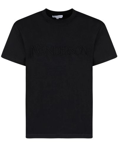 JW Anderson Schwarzes logo-besticktes t-shirt