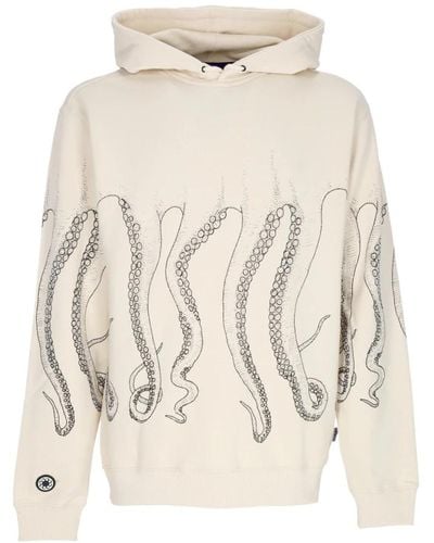 Octopus Outline hoodie schwarz/staubiges weiß streetwear - Natur