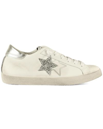 2Star Leather glitter sneakers - Bianco