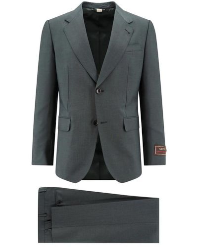 Gucci Grüner blazeranzug mit italienischer handwerkskunst - Grau