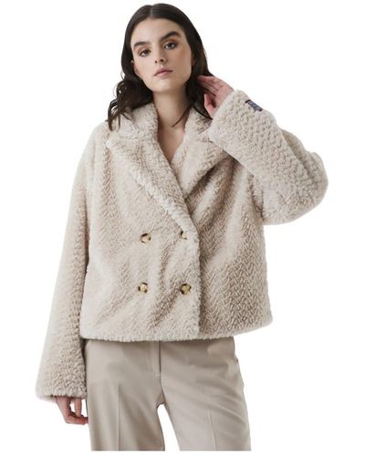 Silvian Heach Jackets > faux fur & shearling jackets - Neutre