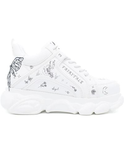 Buffalo Weiße scribble platform sneakers