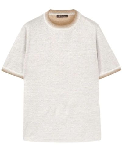 Loro Piana Zweifarbiger leinen t-shirt - Weiß