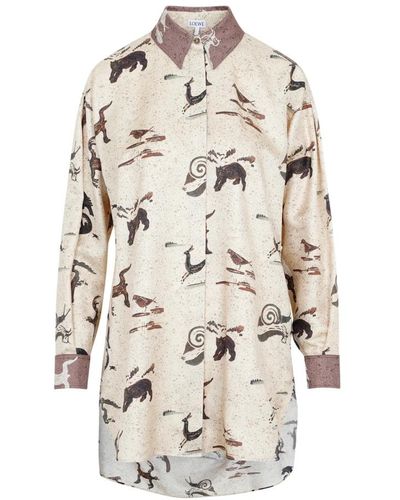 Loewe Animal print oversize shirt - Natur