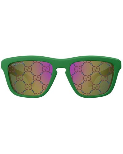 Gucci Sportliche quadratische sonnenbrille blau multicolor - Grün