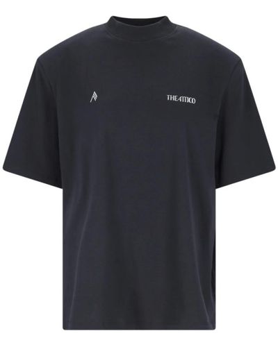 The Attico Camiseta negra de algodón con estampado de logo - Negro